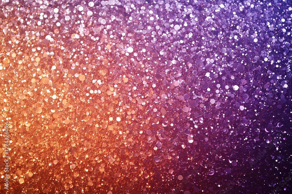 Fototapeta premium Sparkling Glitter Gradient Background Orange Purple Shimmer Texture Festive Design