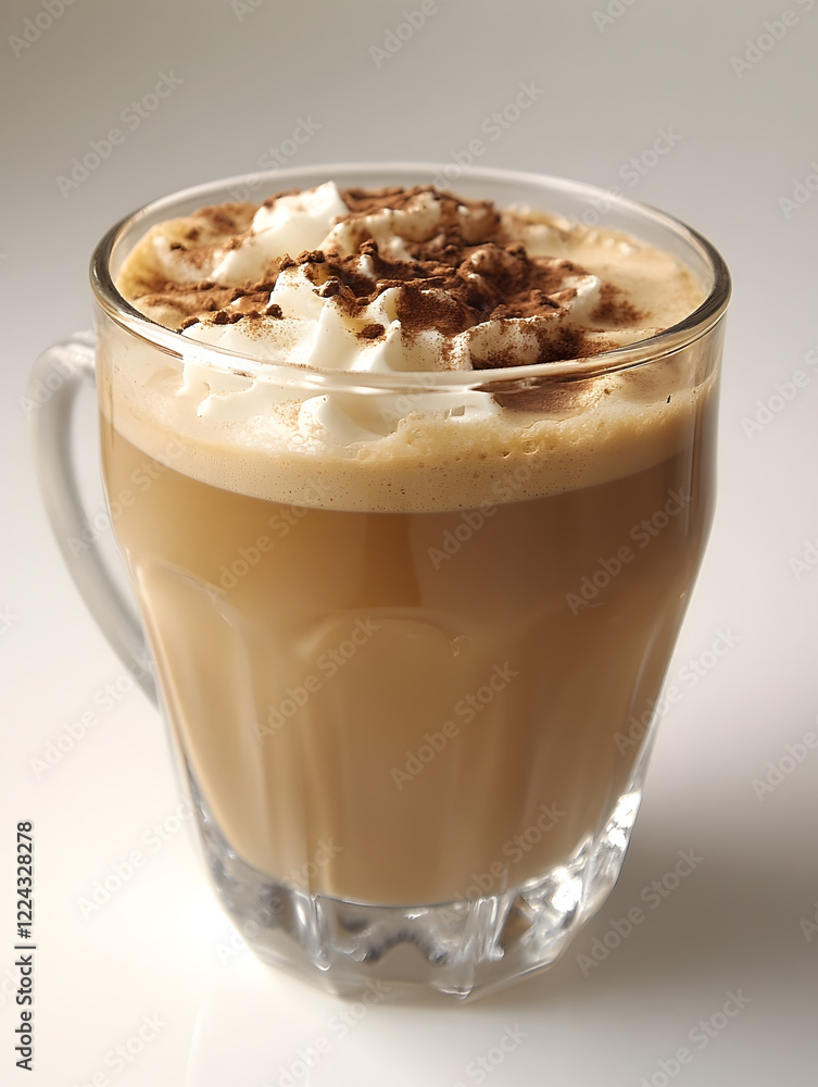 Creamy Cinnamon Cappuccino in Clear Glass with Frothy Top Tempting Aroma : Generative AI Creamy Cinnamon Cappuccino in Clear Glass with Frothy Top Tempting Aroma : Generative AI
