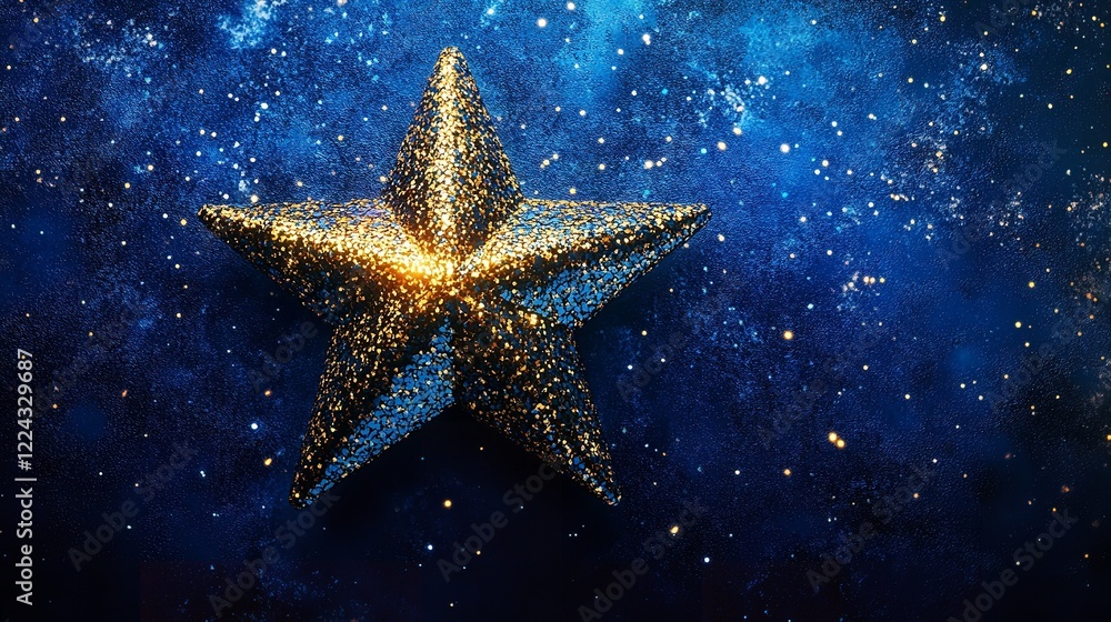 Gold star isolated vector panoramic blue background Gold star isolated vector panoramic blue background