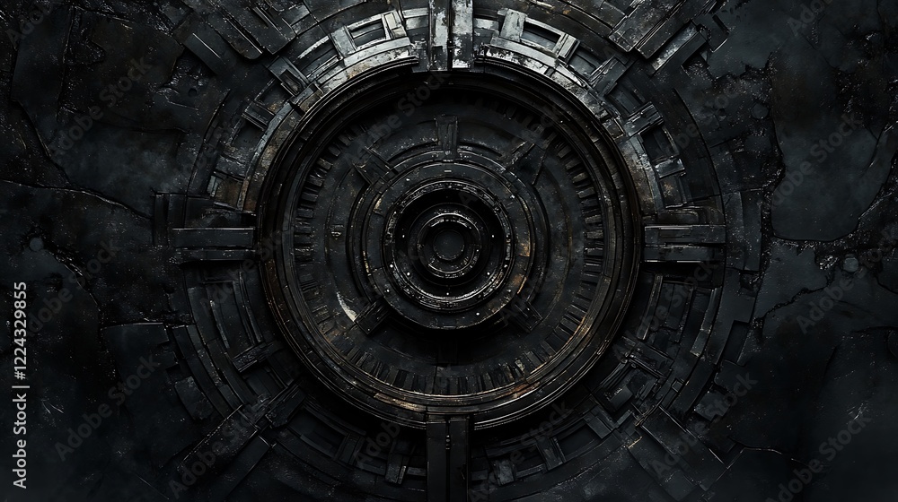 Fototapeta premium Dark Tech: Circular Mechanical Enigma