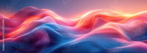 Wallpaper Mural Abstract Vibrant Pink Blue Gradient Landscape Digital Art Fluid Motion Glowing Background Torontodigital.ca
