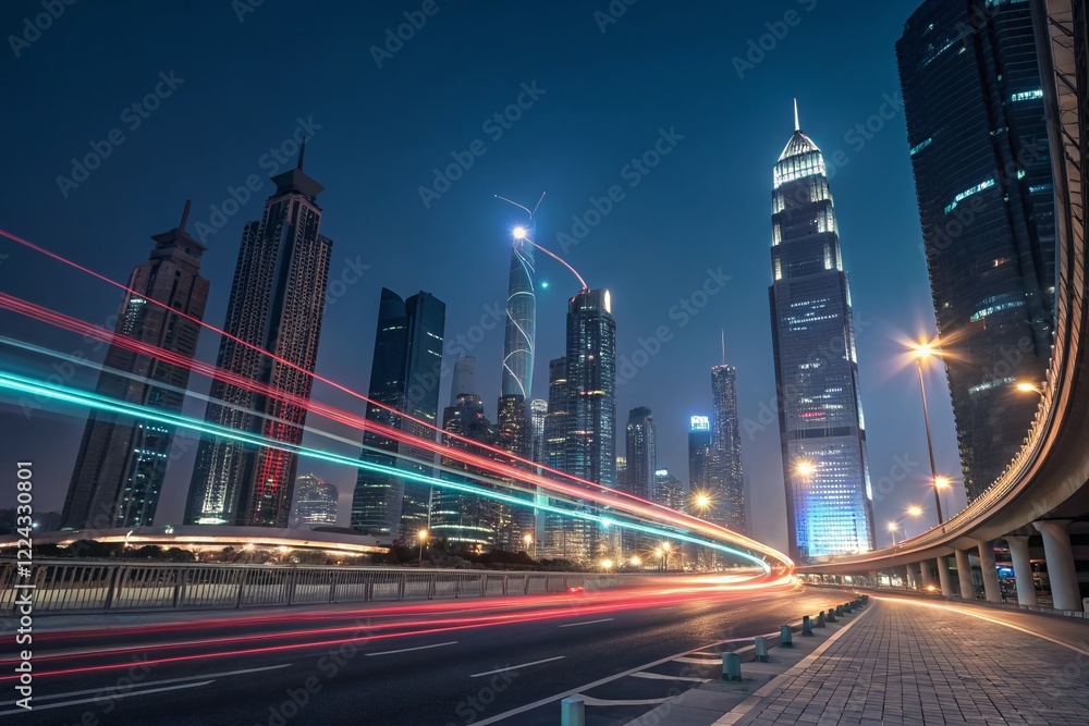 Fototapeta premium Accelerated Text Animation: Futuristic Architecture Speed Visualization