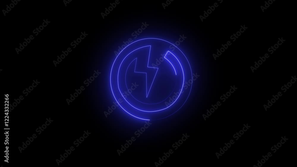 Bold Neon Thunderbolt within Circular Motif: A Dynamic Energy Showcase Bold Neon Thunderbolt within Circular Motif: A Dynamic Energy Showcase
