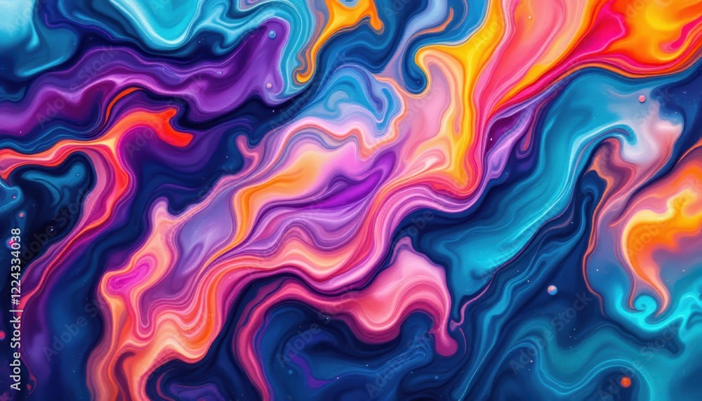 Vivid abstract acrylic paint waves in swirling rainbow colors Vivid abstract acrylic paint waves in swirling rainbow colors