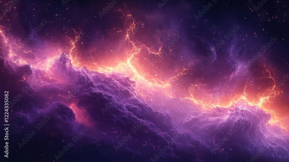 Naklejka premium Purple Lightning Strikes Thunderbolt Animation Sprite Sheet Electric Power Thunderstorm Energy Discharge Vector Graphic Resources