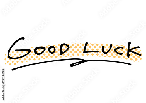 手書き文字素材。英語のメッセージ「GOOD LUCK」