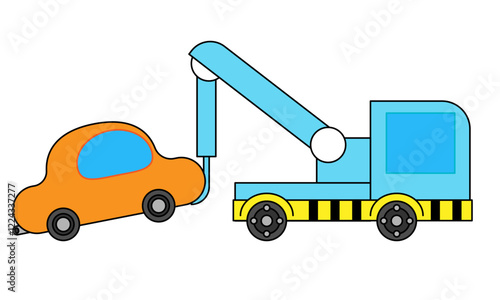 故障した自動車と牽引するレッカー車のイラスト
