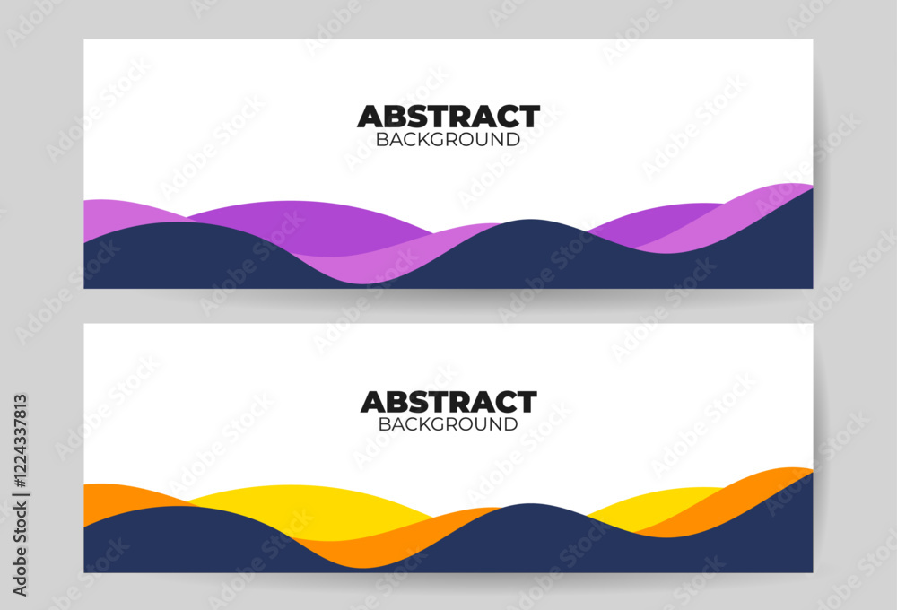 Obraz premium Abstract Wave Backgrounds with Vibrant Colors - Purple and Yellow Themes