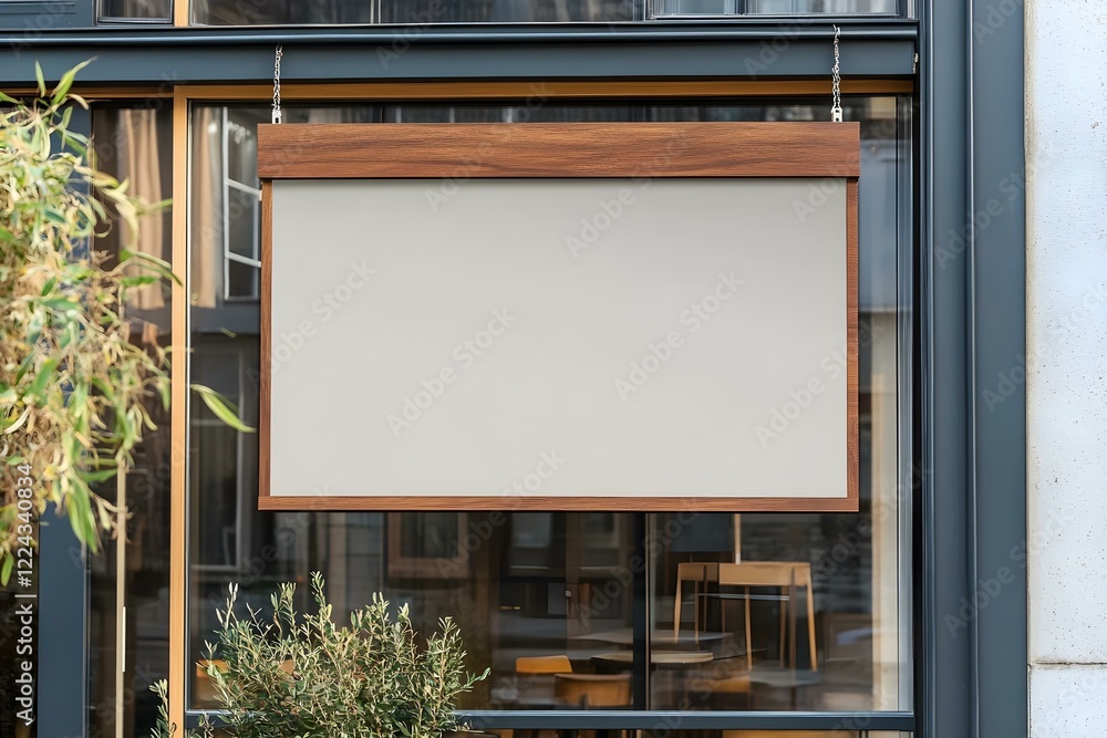 Outdoor Sign on Shop Front Window Mockup Design Outdoor Sign on Shop Front Window Mockup Design