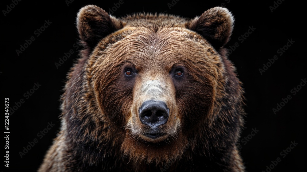 Close-up portrait of a brown bear with its eyes focused on the camera. AI generative. . Close-up portrait of a brown bear with its eyes focused on the camera. AI generative. .