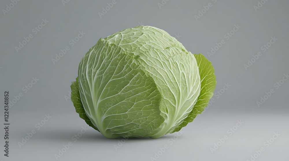 Fototapeta premium Cabbage on a grey background. Minimalistic still life.
