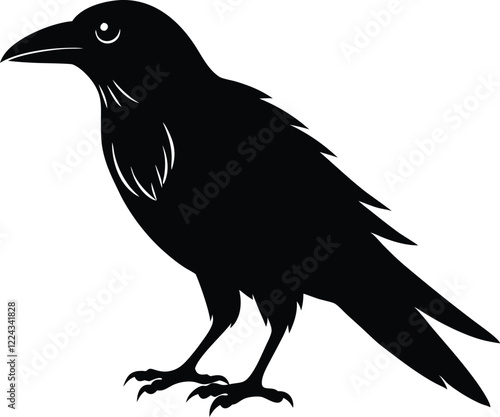 Crow silhouette vector, Crow raven bird vector illustration