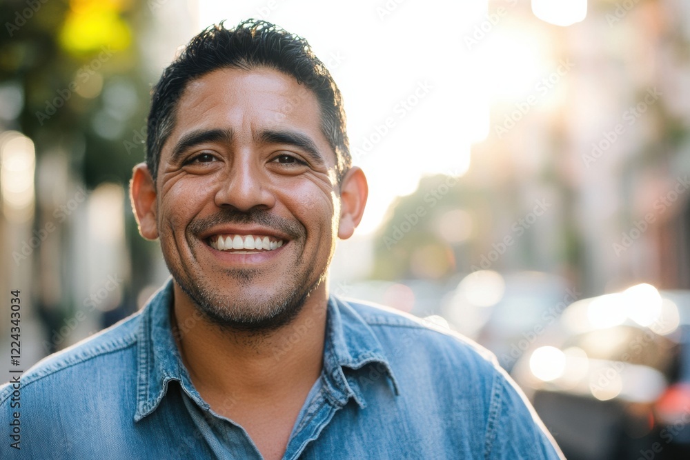 Man smiling happy on a street Man smiling happy on a street