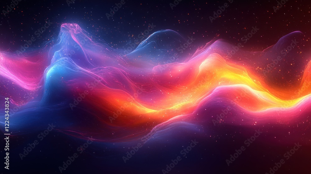 Obraz premium Abstract Wave Flowing in Neon Colors Futuristic Iridescent Design