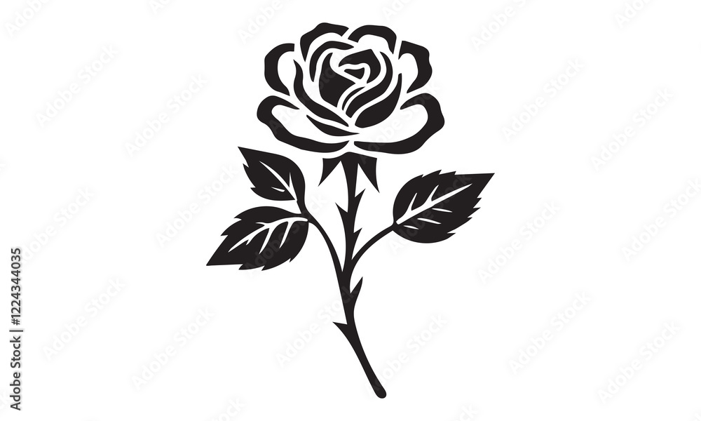 Elegant vector art design featuring rose flower silhouettes. This logo-style illustration is ideal for branding, minimalist designs, greeting cards, and various digital and print projects. Elegant vector art design featuring rose flower silhouettes. This logo-style illustration is ideal for branding, minimalist designs, greeting cards, and various digital and print projects.