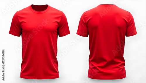 a photorealistic mockup of a male red tshirt