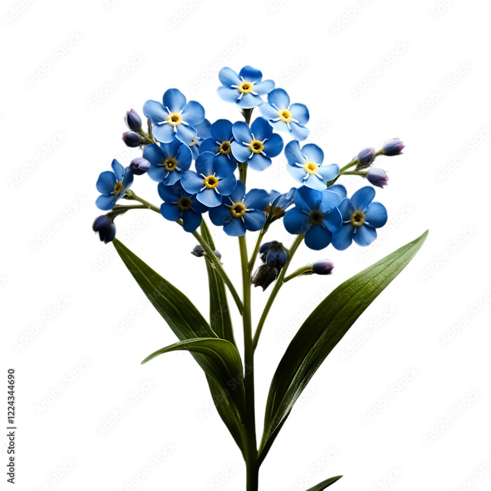 Naklejka premium Beautiful Forget-me-not Flower Plant in PNG Cutout Format with Transparent Backdrop for Garden and Nature Projects