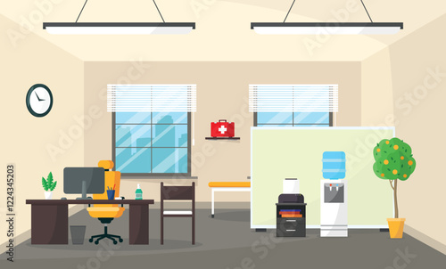 Hospital office interior. Doctor's office. Providing medical care. Healthcare and medicine.