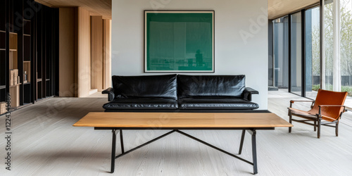 Wallpaper Mural Modern living room with minimalist furniture and large windows allowing natural light Torontodigital.ca