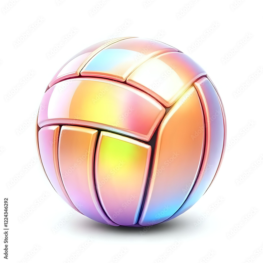 Fototapeta premium 3D Holographic Volleyball Icon Isolated on White Background