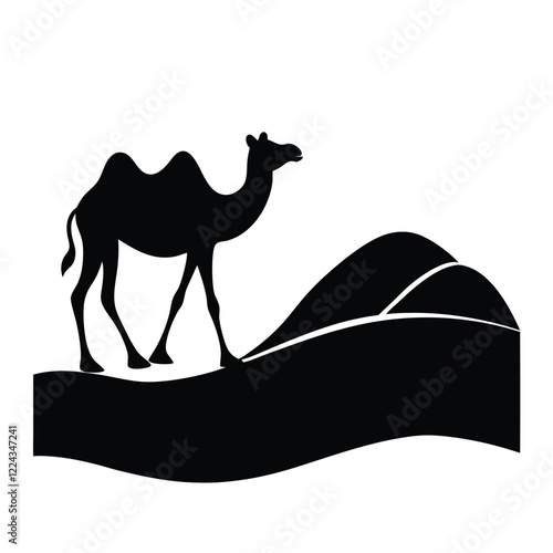 camels in desert vector illustration