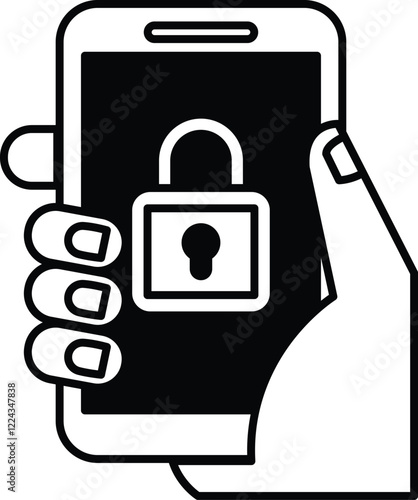 A hand holding a cell phone with a lock on it