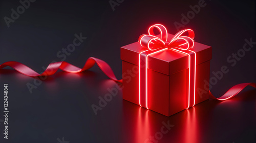 Wallpaper Mural The gift box, red gift box with red ribbon and Valentine's Day romantic background for text. Torontodigital.ca