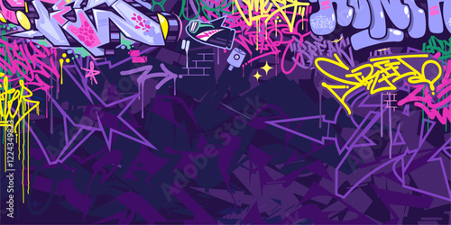 Cool Abstract Colorful Urban Street Art Graffiti Style Vector Illustration Background Template