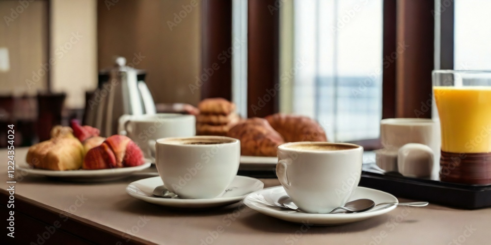 Obraz premium breakfast with coffee and croissant