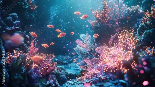 Wallpaper Mural Enchanted Coral Reef: A Symphony of Color and Light Torontodigital.ca