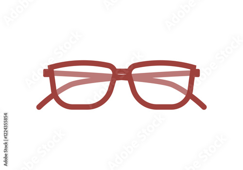 Glasses with transparent lenses for vision isolated on a white. Reading accessory in a flat style.