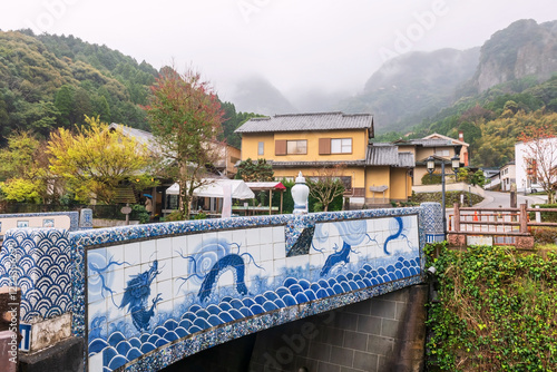 Okawachiyama village bridge with porcelain ceramic, Imari, Saga photo