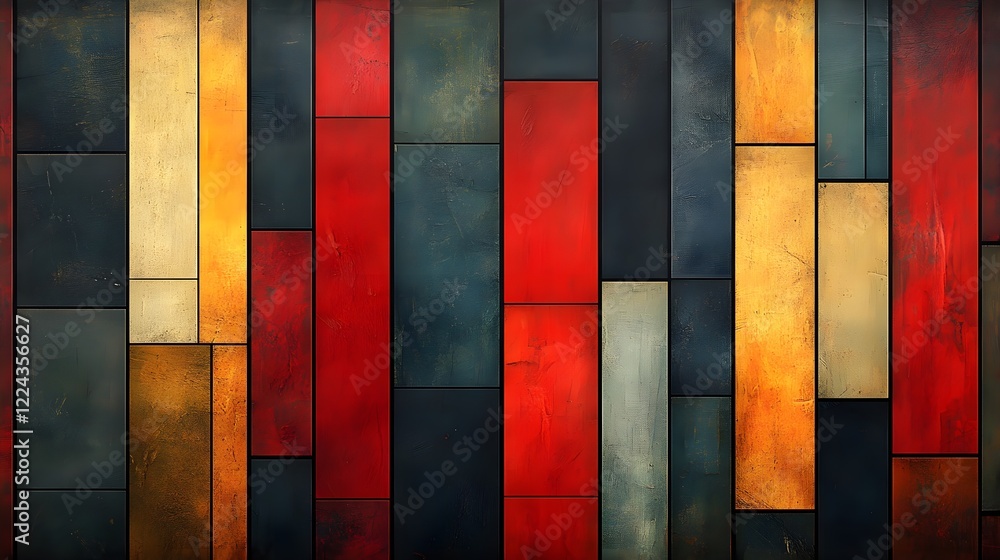 Fototapeta premium A minimalist grid of rectangles arranged in a random but balanced pattern.