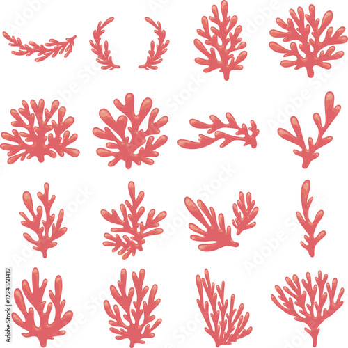 Coral reef flat design illustration for decoration on coastal design, summer , marine life and nautical concept.