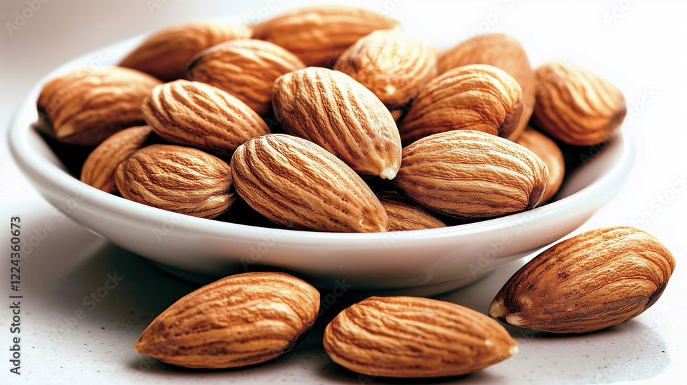 Bowl with chocolate candies and almonds on white table, closeup
Bowl with chocolate candies and almonds on white table, closeup