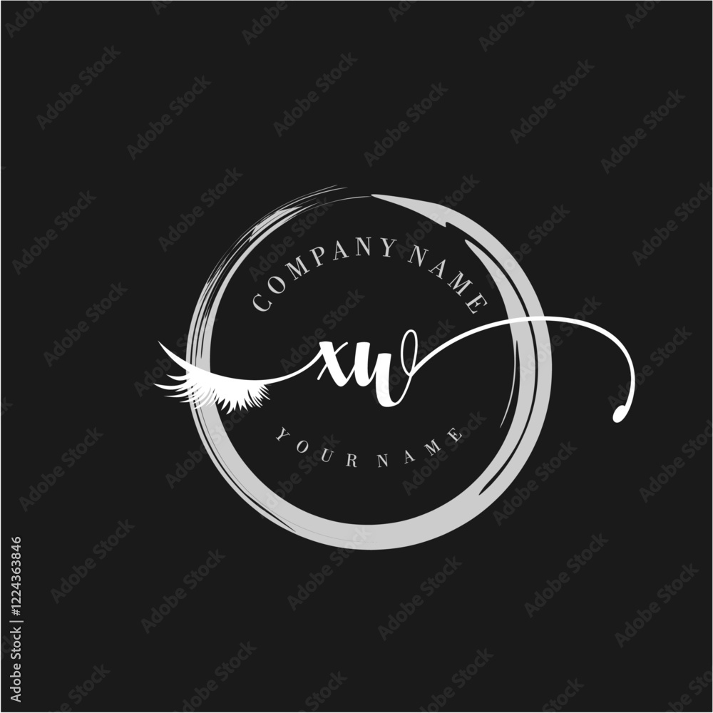 XW Elegant Circular Logo Design with Feather and Calligraphic Text XW Elegant Circular Logo Design with Feather and Calligraphic Text