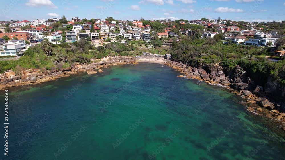 Tranquil Waters Of Gordons Bay In Sydney, NSW, Australia - Aerial Pullback Tranquil Waters Of Gordons Bay In Sydney, NSW, Australia - Aerial Pullback