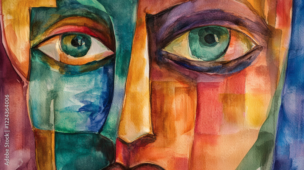 Fototapeta premium Face painting, face art. watercolor. colorful abstract