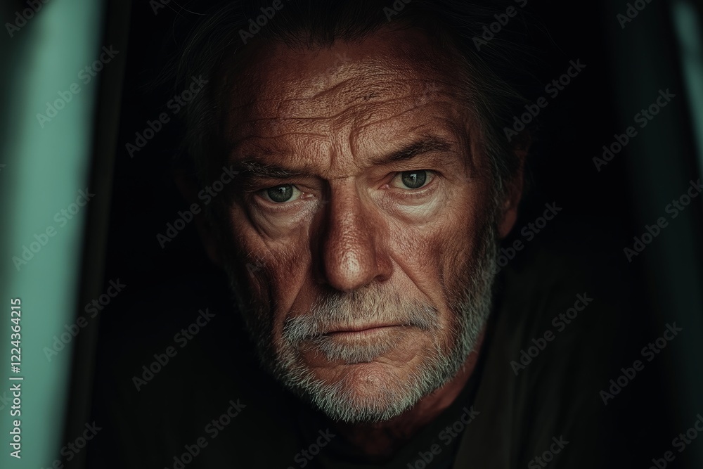 Portrait of an Elderly Man with Intense Gaze and Weathered Features Portrait of an Elderly Man with Intense Gaze and Weathered Features