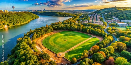 Aerial View of Baseball Field, Inwood Hills Park, Spuyten Duyvil Creek, NYC photo