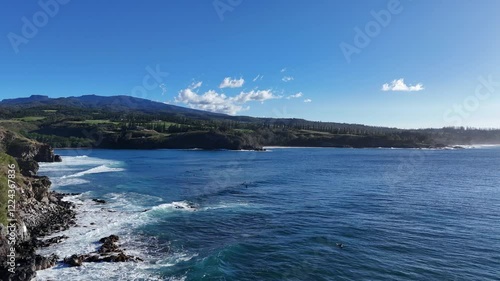 Honolua bay on a nice sunny day for snorkeling and surfing