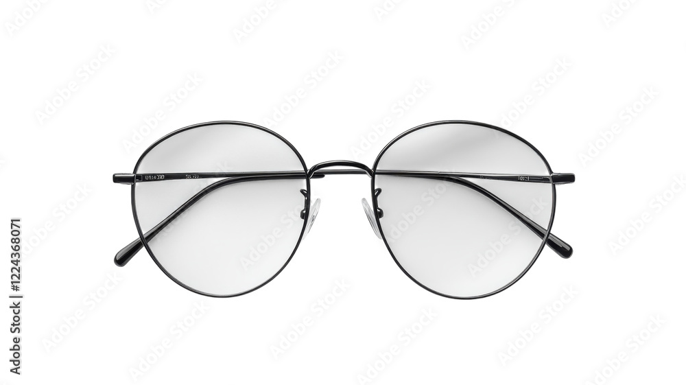 Stylish round black glasses resting on a minimalistic background, ideal for creative expression Stylish round black glasses resting on a minimalistic background, ideal for creative expression