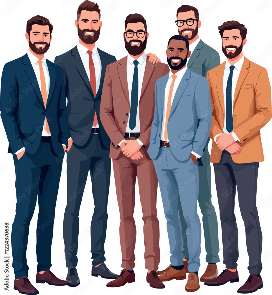Group of smiling businessmen posing together in suits Group of smiling businessmen posing together in suits