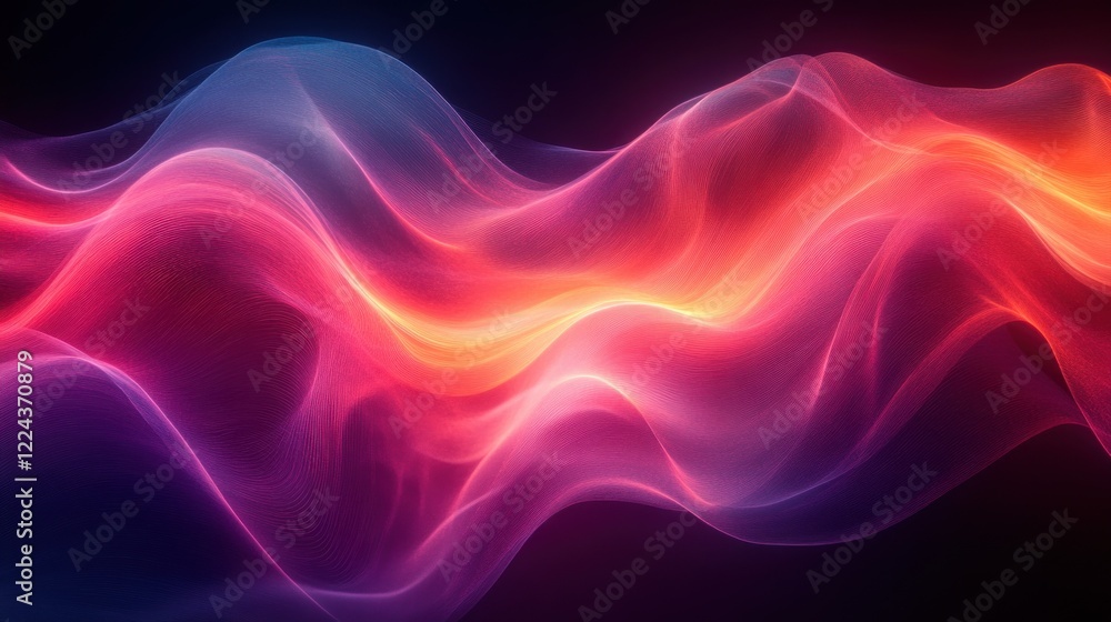 Obraz premium Abstract Neon Curves and Gradients on Dark Background Modern Digital Art