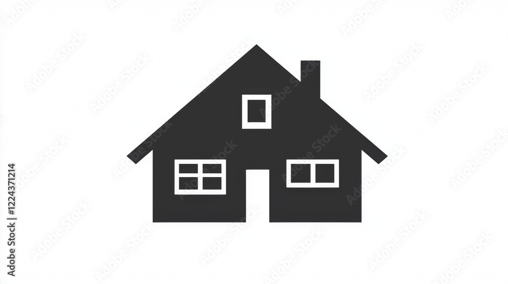 Simple black house icon with window and door design signifying home and shelter Simple black house icon with window and door design signifying home and shelter