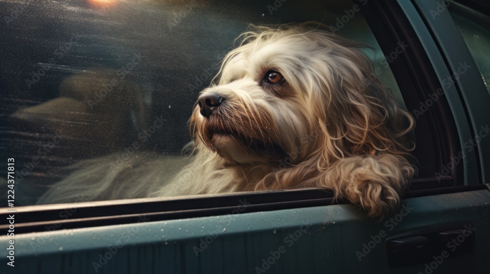 Joyful Dog Enjoys the Wind While Riding in a Car Joyful Dog Enjoys the Wind While Riding in a Car