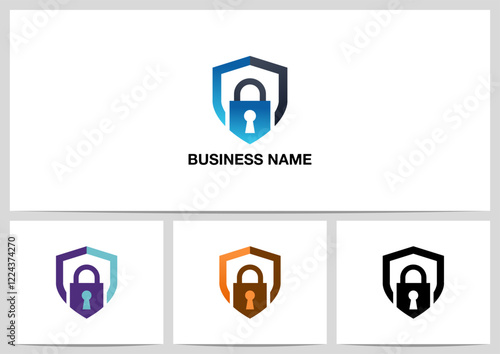 Shield Lock Padlock Keyhole Protection Safe Logo Design