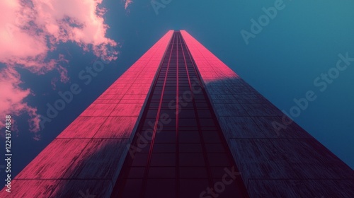 Wallpaper Mural A striking tall building stands proudly with its illuminated facade reaching towards the colorful evening sky Torontodigital.ca