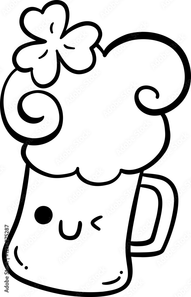 Obraz premium Groovy Retro St. Patrick’s Day Nurse doodle outline