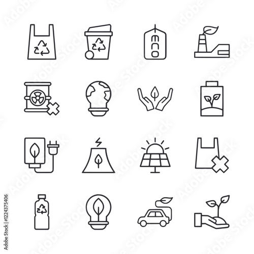A set of icons for environmental issues